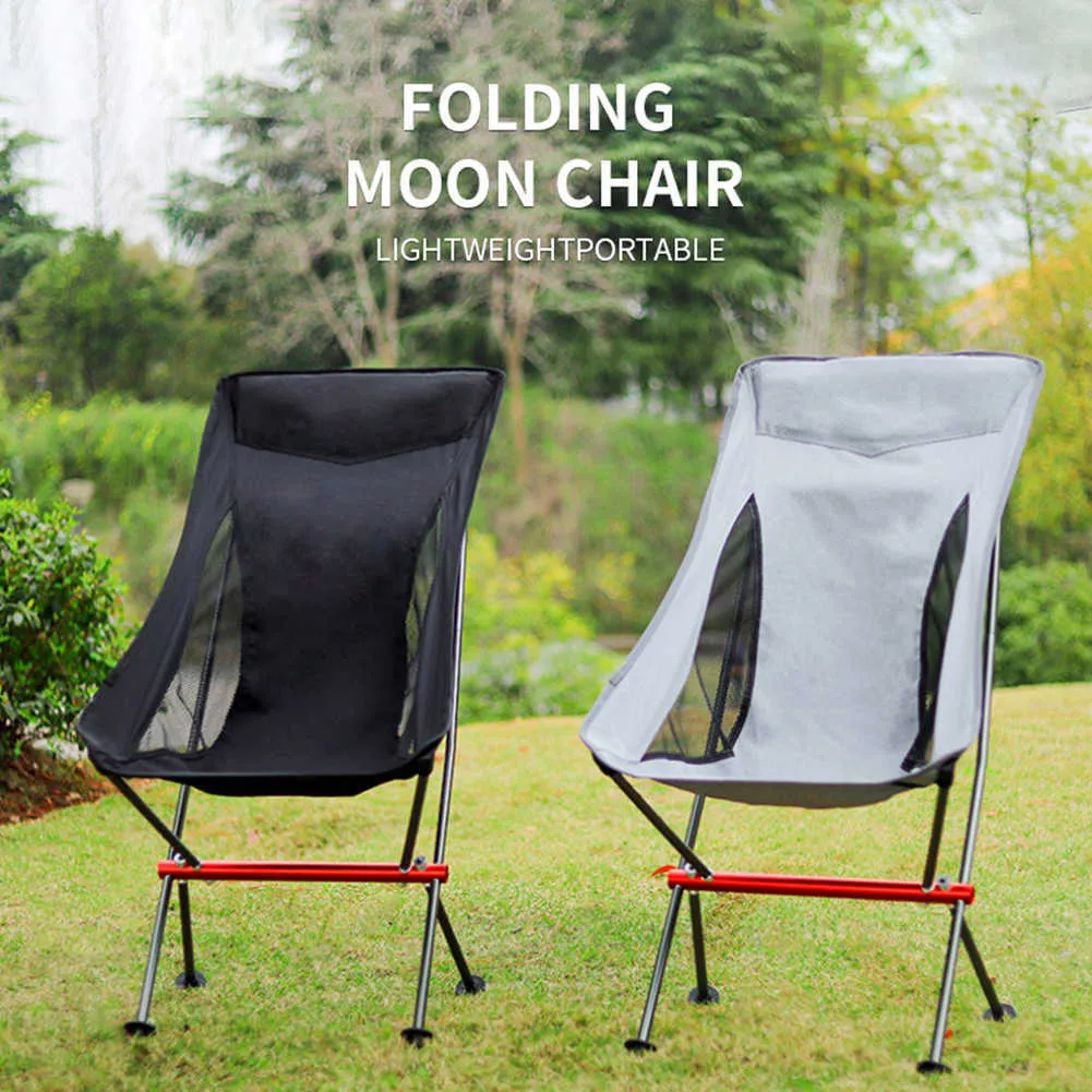 Camp Furniture Folding Camping Chair Lightweight Outdoor Moon Chair  Collapsible Foot Stool Hiking Picnic Fishing Chairs 600D Oxford Seat