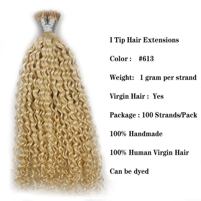 Kinky Curly Pre-Bonded I-Tip hair with extensions - display picture 3