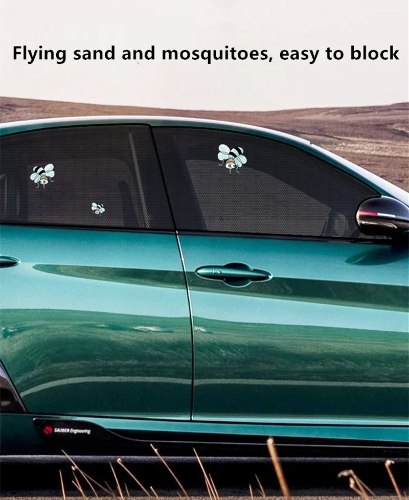 Été épaissi voiture maille rideau magnétique pare-soleil protection UV  fenêtre latérale fenêtre maille pare-soleil