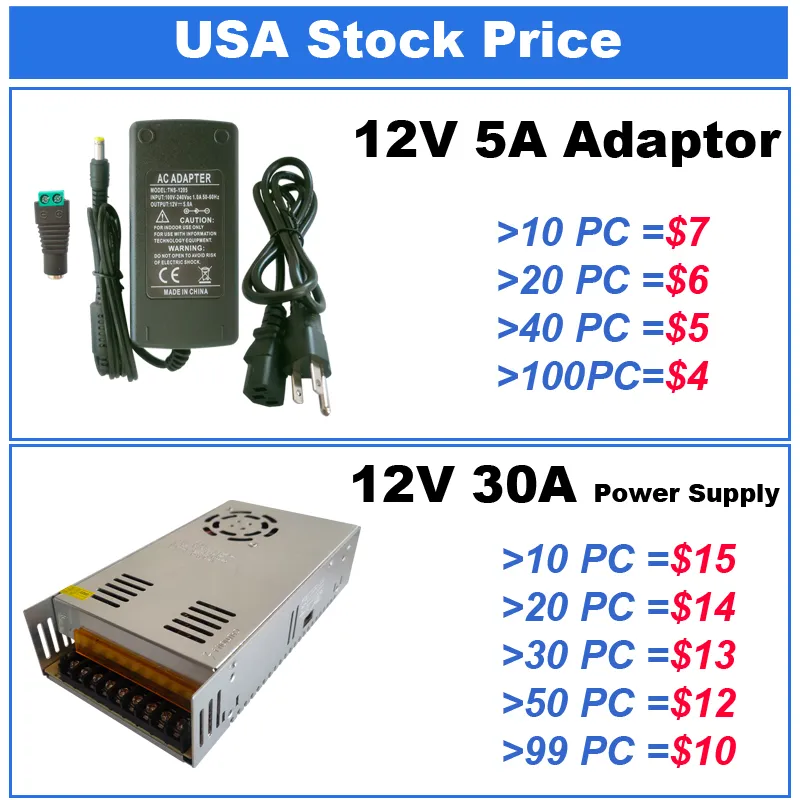 Adaptateur d'alimentation 12V 5A AC 100-240V à DC 12V 5A 60W Adaptateur d' alimentation AC DC Prise US Commutation PC Cordon d'alimentation pour LCD 