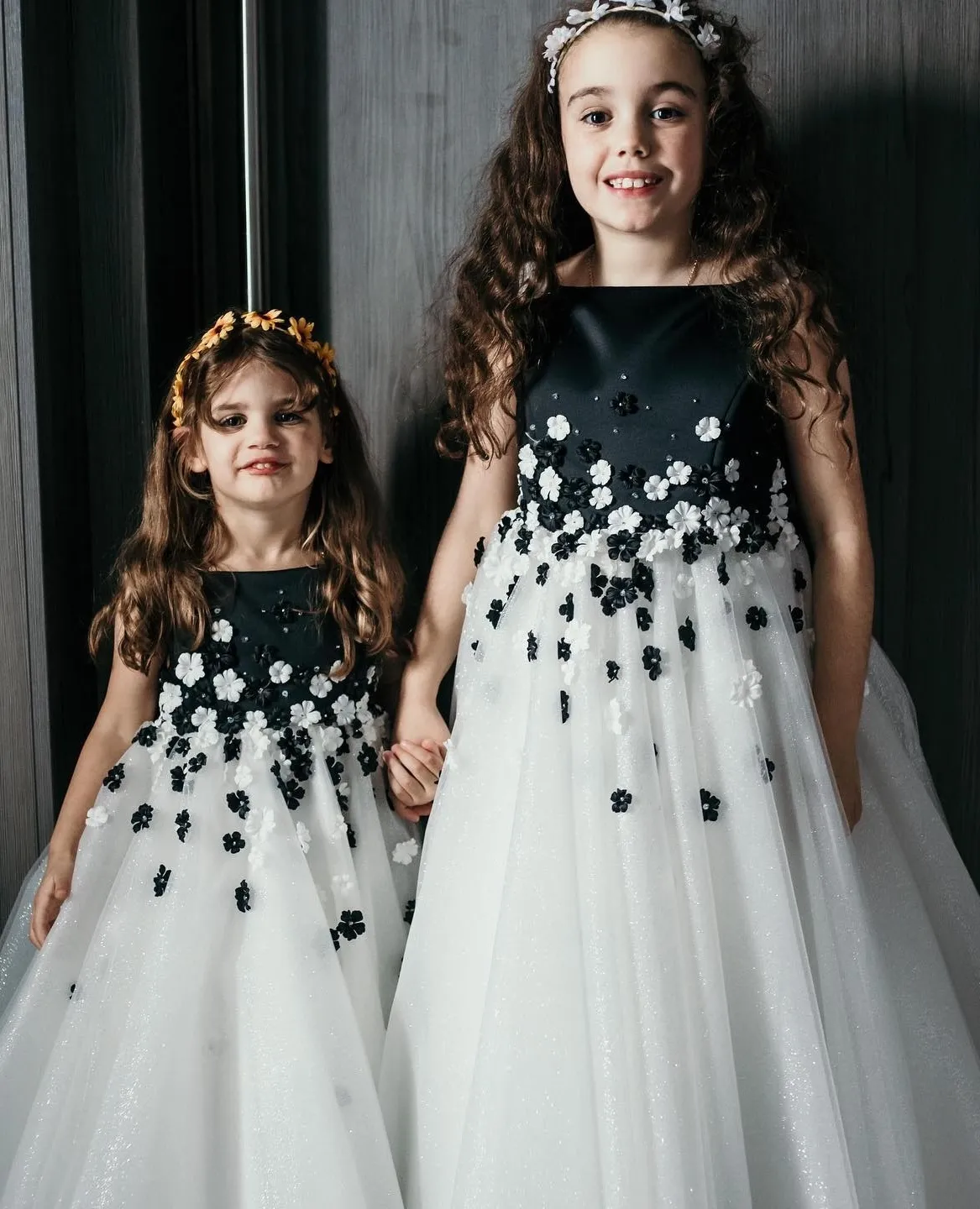 Flower Girl Dress 2024 Navy Blue White Glitter Tulle Ballgown for Communion Baptism Wedding Party