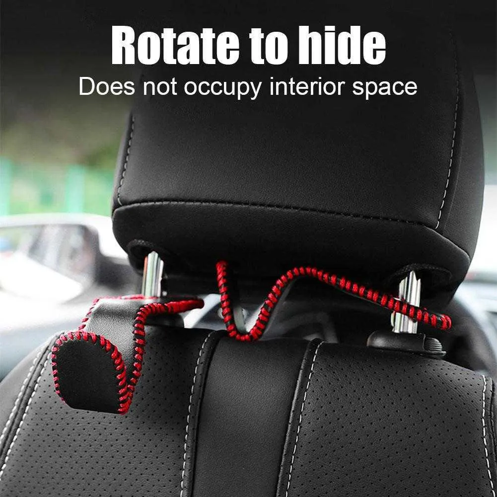 Leather Car Seat Headrest Hooks Hidden Back Hanger For Organizing