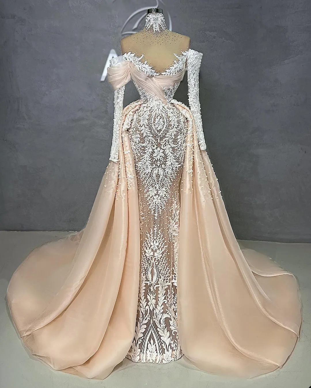 Pearls Prom Sheer High Neck Illusion Party Dress with Lace Beaded Embroidery  Custom Made Evening Dress from Dhgate Evening Dresses - price 570.86
