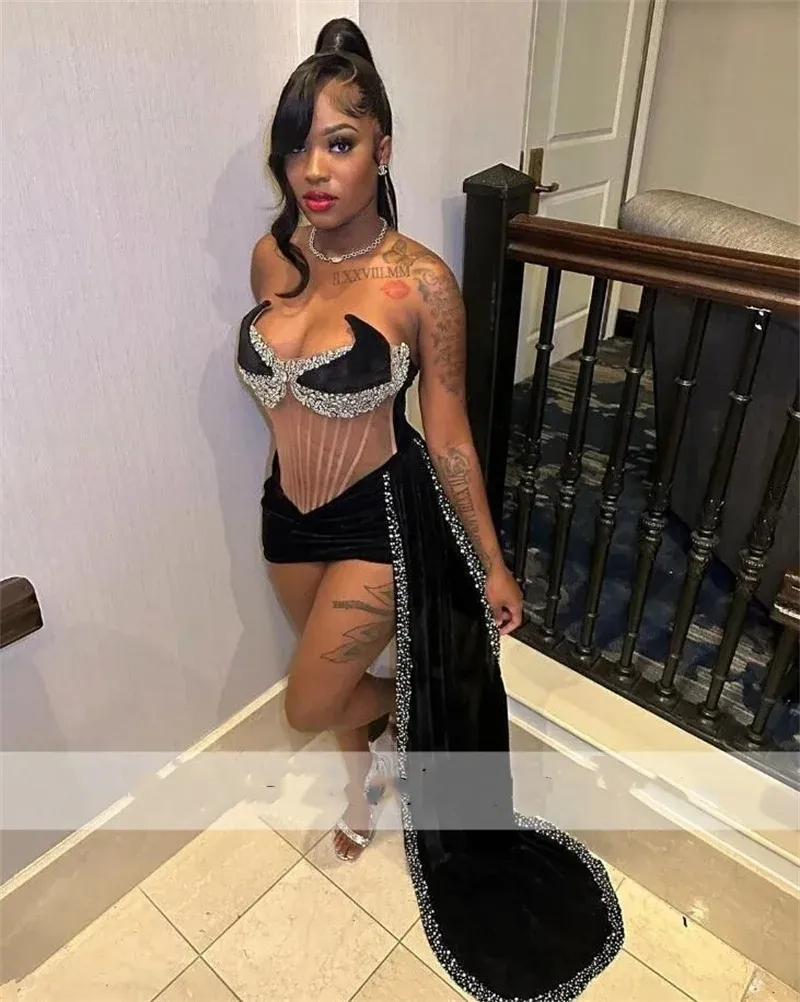 lingerie prom dress customized Can Not Be Refund) Pink Velvet Prom Dresses For Black Girls Mini  Cocktail Dress Mermiad on Luulla
