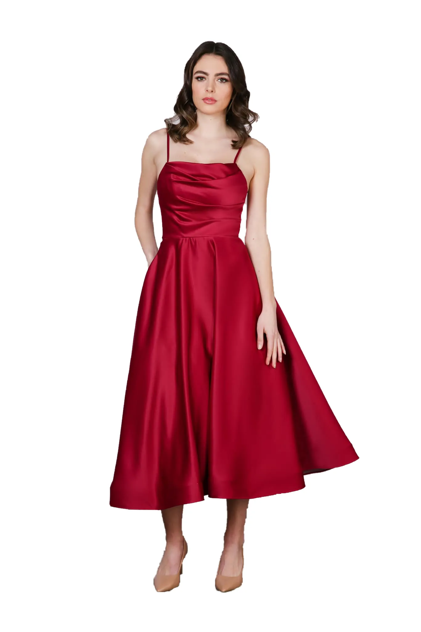 Vestidos Formales De Longitud Del Té: Vestido De Fiesta De Ciruela A Una  Línea Con Correas De Espagueti, Corsé, Elegante Para Bodas, Cócteles  Eventos Junior De 58,7 € | DHgate, image size:1366x2048