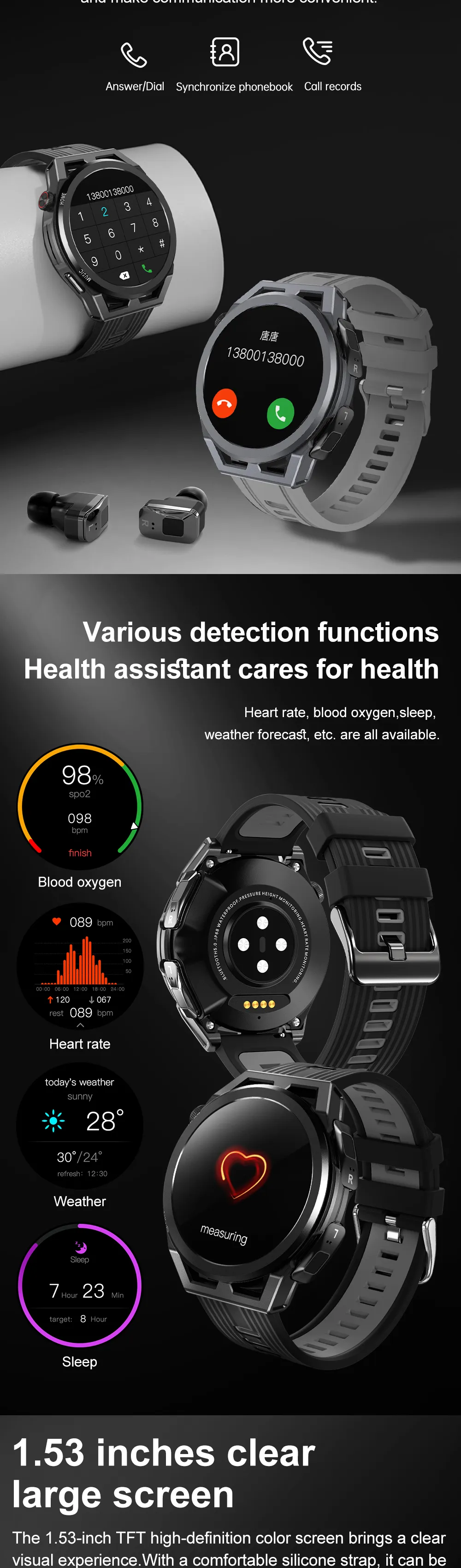 Suministro Al Por Mayor Reloj Inteligente MP3 NFC 4GB Con Auriculares Tws Inalambricos Bt 5 0 Auriculares Frecuencia Cardiaca Presion Arterial Smartwatch Auricular Fitness Pulsera Inteligente Reloj In...