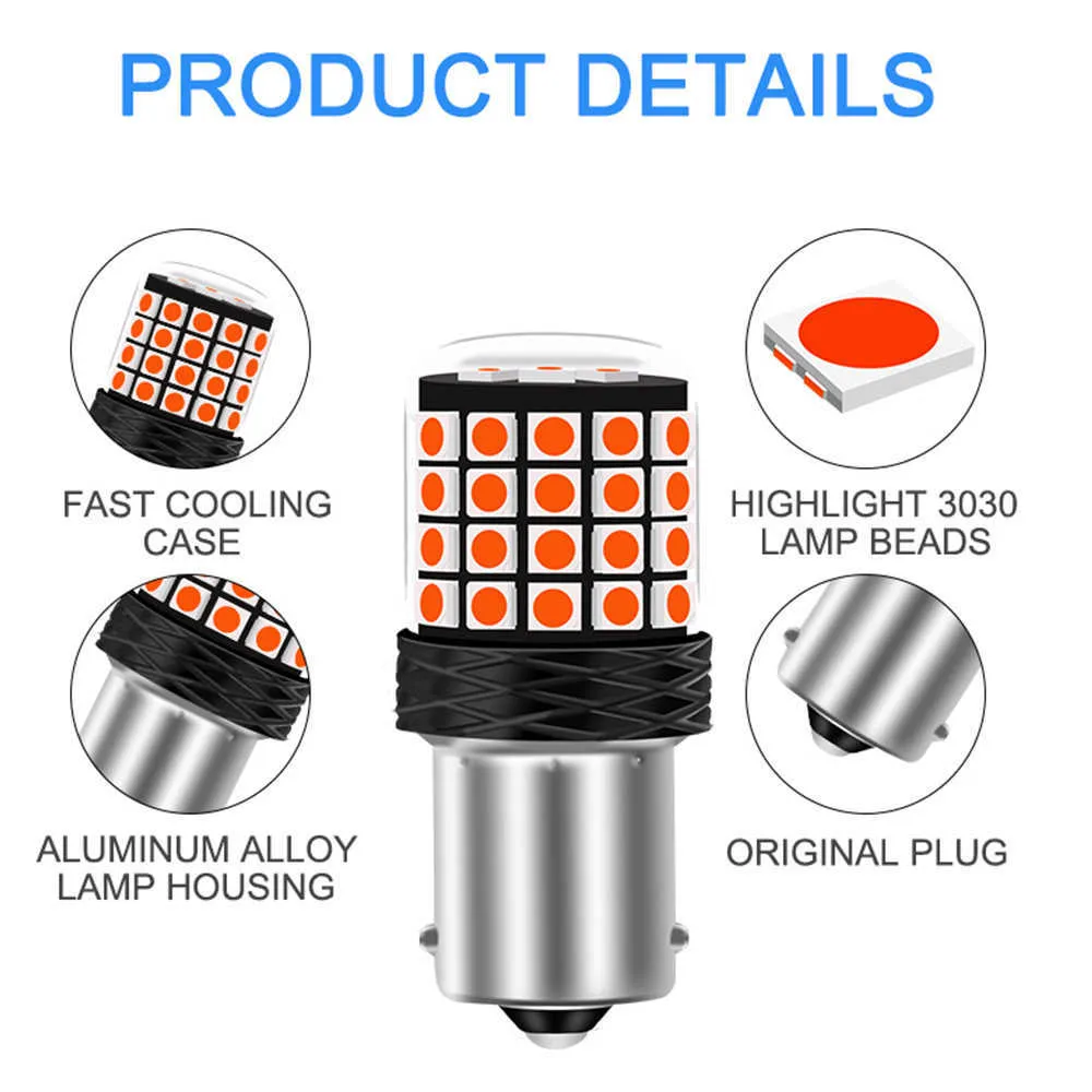 2PCS P21W LED 1156 BA15S PY21W BAU15S 1157 BAY15D P21/5W 33SMD Bulb 7440  T20 7443 W21/5W 3157 Lamp For Car Turn Signal Light