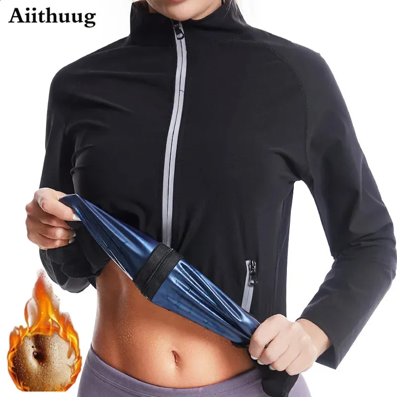 Aiithuug Sauna Suit for Men Sweat Sauna Jacket Long Sleeve Workout Zipper  Sweat Top Gym Fitness