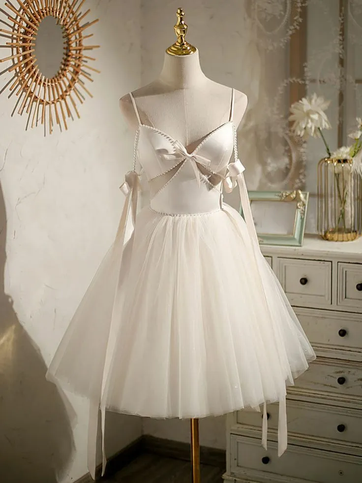 Elegant Ivory Satin V Neck Homecoming Dress ... From Dyy_dress88, $68.09 |  DHgate.Com