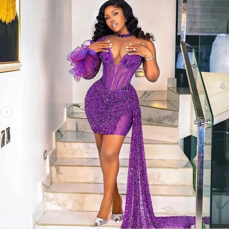 Dark purple short 2025 prom dresses