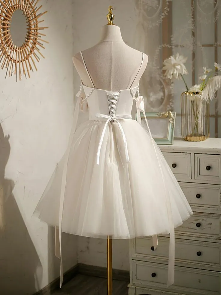 Elegant Ivory Satin V Neck Homecoming Dress ... From Dyy_dress88, $68.09 |  DHgate.Com