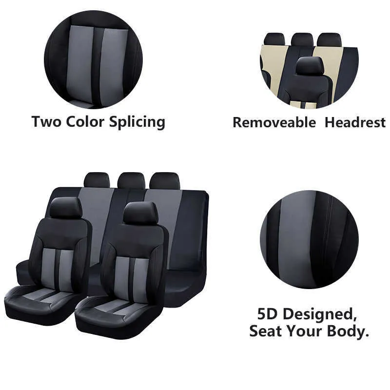 Housses de siège de voiture complètes en cuir PU, couvre-siège de voiture,  universel, 5D, étanche