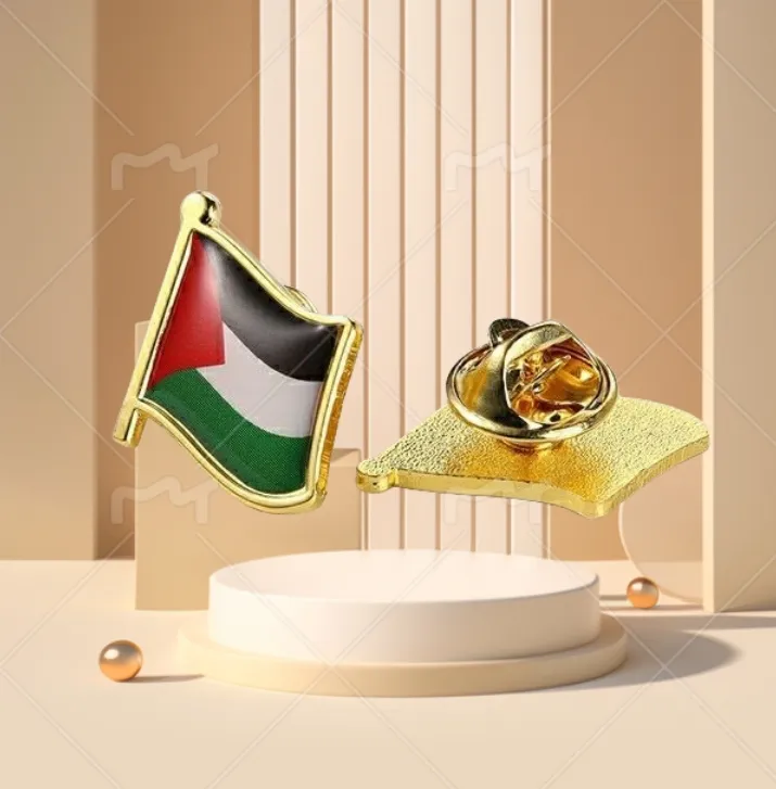 Palestine National Flag Lapel Pins Crystal Epoxy Metal Enamel