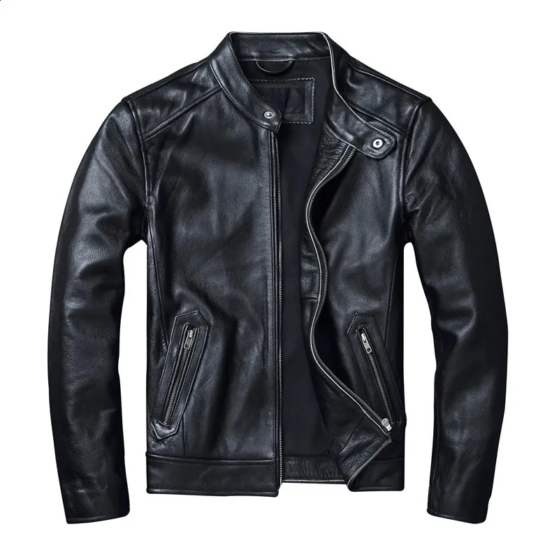 Natural Calf Skin Leather Mens Slim Fit Motorcycle Jackets For Men For Spring And Autumn Real Cowhide Fashion Clothing From Kang01 57.97 DHgate.Com
