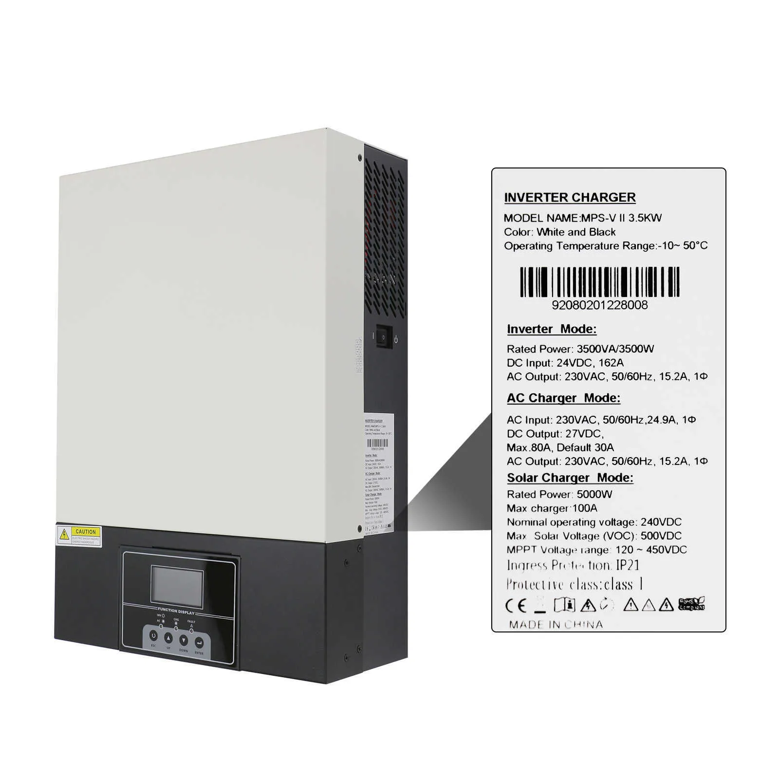 PowMr MPPT 100A Solar Charger Hybrid Inverter 3500W Pure Sine Wave, 24V ...