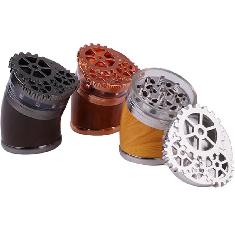 Moulin à Herbes Et Tabac 4 Pièces - Dents Diamantées, Bois De Rose - Avec Grattoir Et Filtre - Diamètre 60 Mm - 10