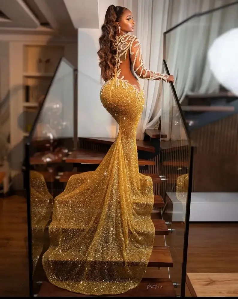 gold beaded dress