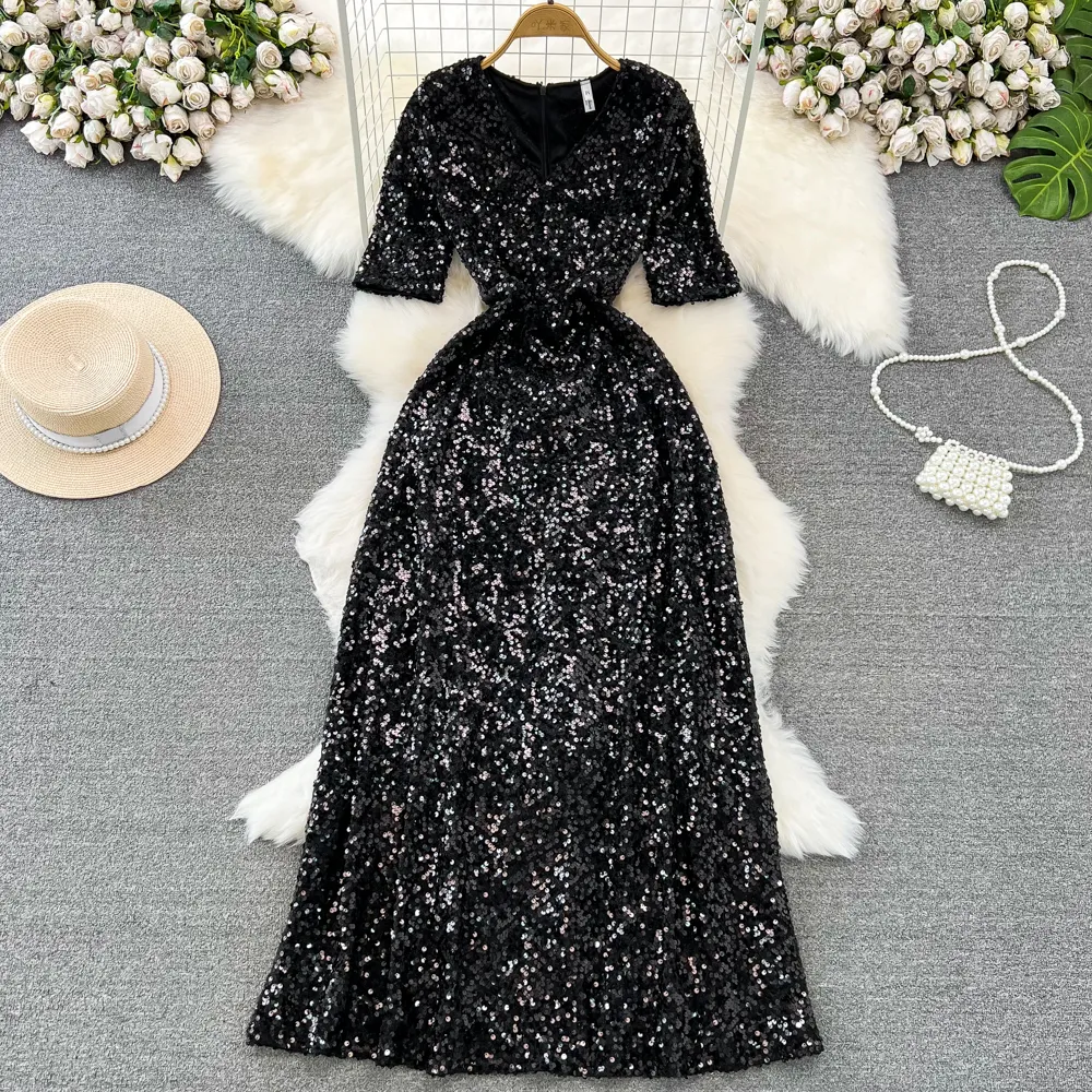 sachin and babi light blue dress A-Line Long Sleeves Lotus Leaf Midi Lace Wedding Guest Dress main image 1