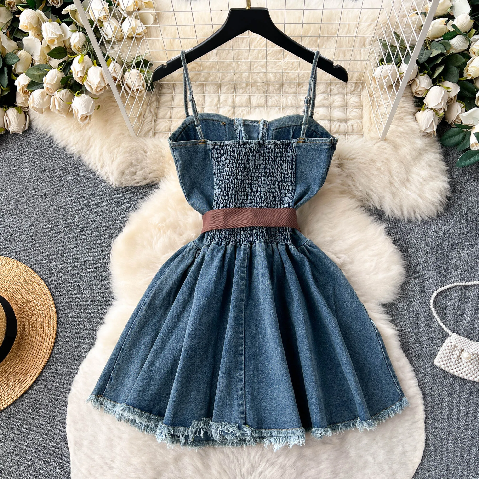 Jeans strap dress online