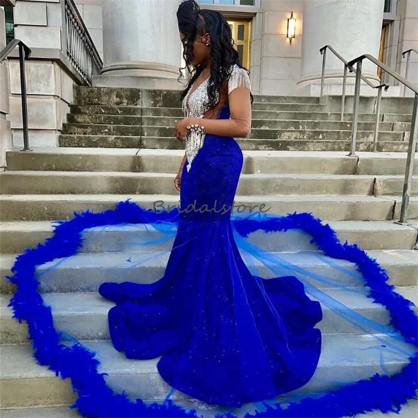 Feather prom cheap dress