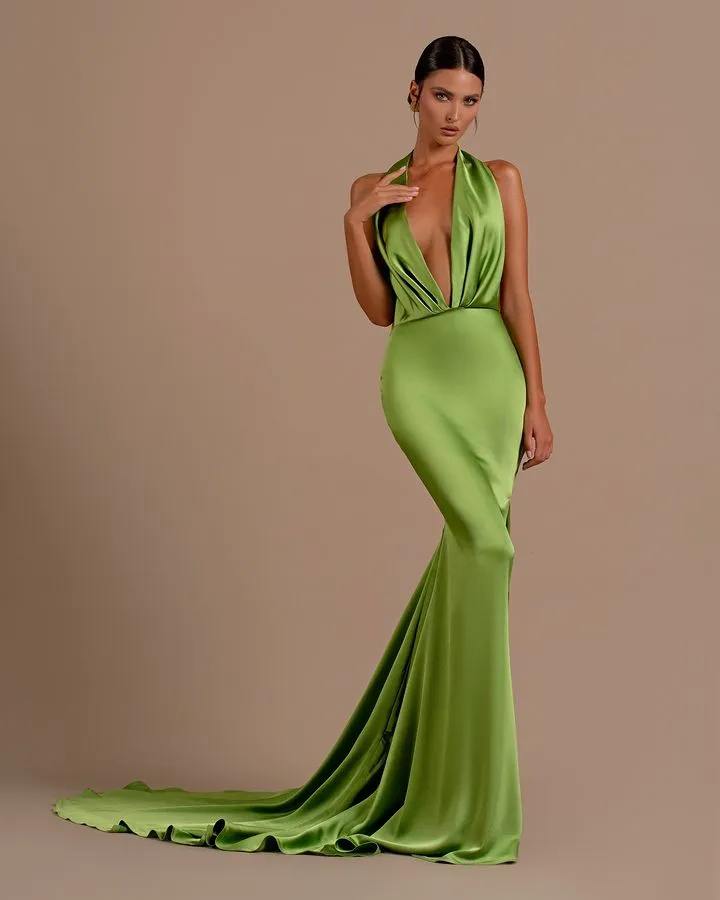 Celebrity V-Neck Plain Lace Mermaid Evening Dress Celebrity V-Neck Plain Lace Mermaid Evening Dress