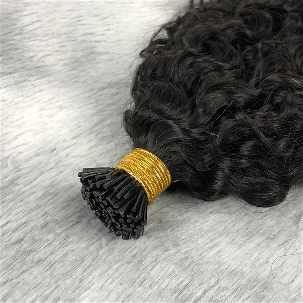 Curly I Tip Hair Extension Real Remy Human Hair Pre Bonded I Tip