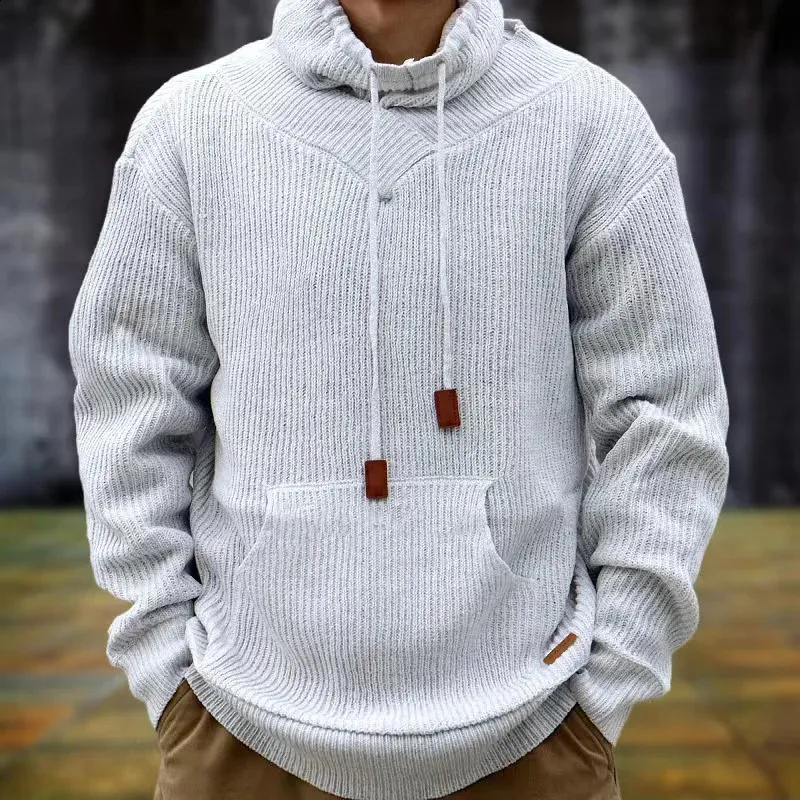 Vintage Knitted Plain Hoodies For Men For Men Loose Fit Long