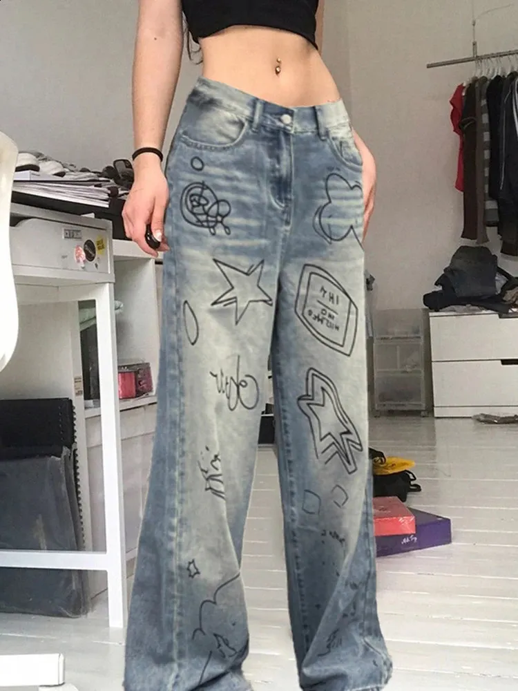 DHgate.com:Graffiti Print Streetwear Baggy Jeans: Y2K DHgate.com:Graffiti Print Streetwear Baggy Jeans: Y2K