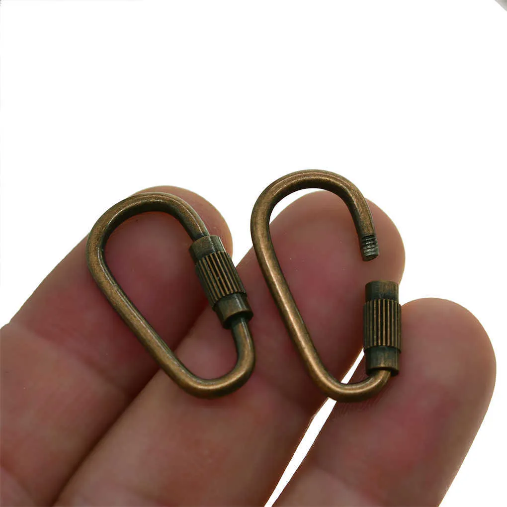 Zinc Metal D Ring Carabiner Keychain Set 5 Pack With Mini Snap