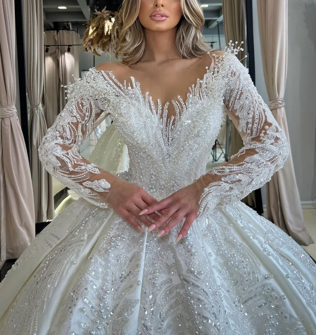 Luxury Ball Gown Wedding Dresses Long Sleeves V Neck... From Dressvip, $580.91 | DHgate.Com Luxury Ball Gown Wedding Dresses Long Sleeves V Neck... From Dressvip, $580.91 | DHgate.Com