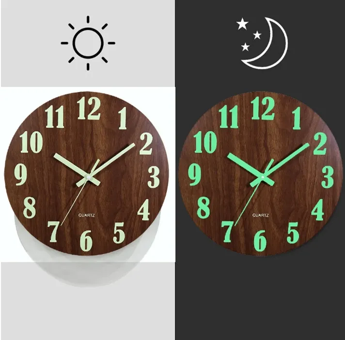 Horloge murale lumineuse silencieuse de 12 pouces, horloge lumineuse  moderne alimentée par batterie, horloge à quartz horloge murale de cuisine