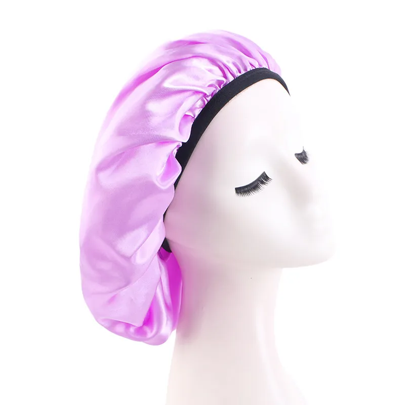Soft Satin Sleep Cap for Women - Solid Color Night Hair Cover, Elastic ...