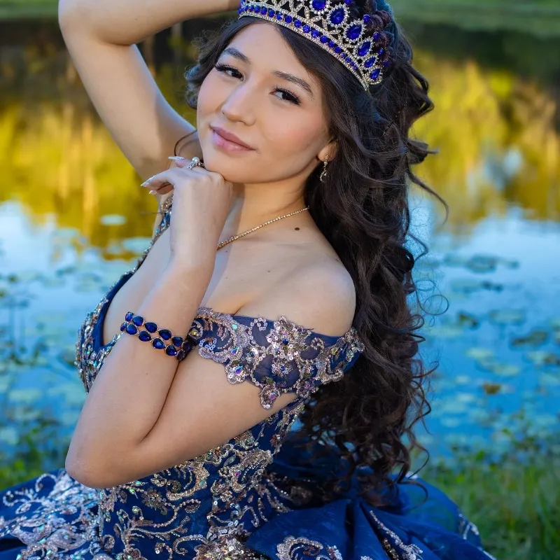 white christmas dresses Dancing Queen 1709 Navy Blue Quinceanera Dress Navy / Large
