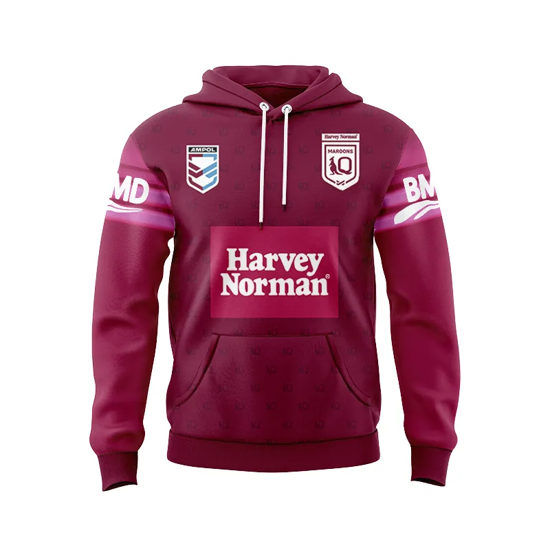 2023 2024 New QLD Maroons Rugby Hoody Mens Sportwear Pullover Outdoor