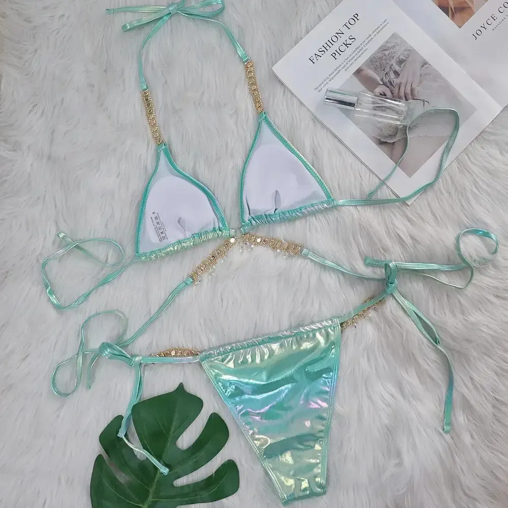 Bikinis Sexis 2024, Traje De Baño Con Diamantes De Imitación Para Mujer