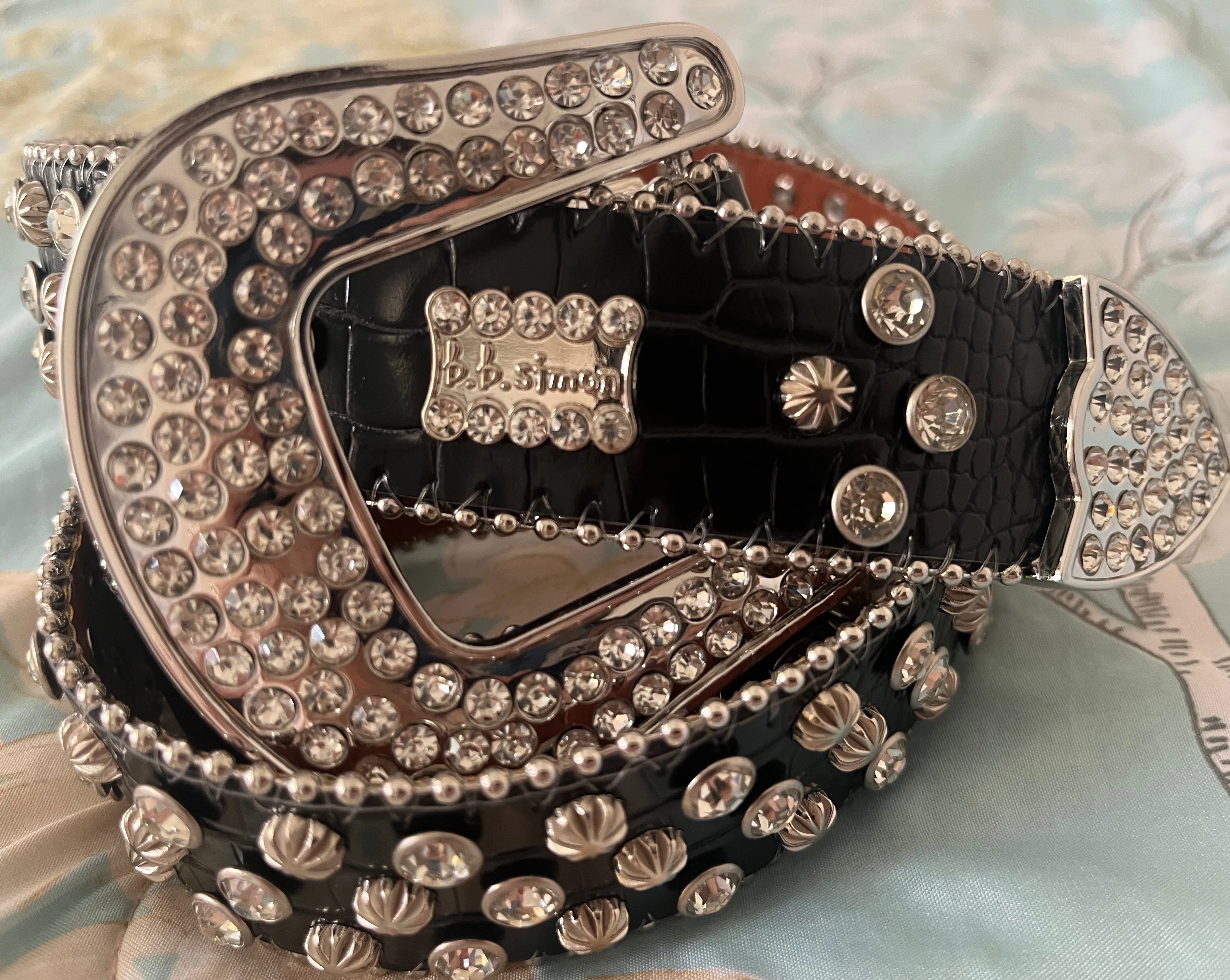 Leather Belts Bb Simon Diamond Belt BB Simon Swarovski Crystal