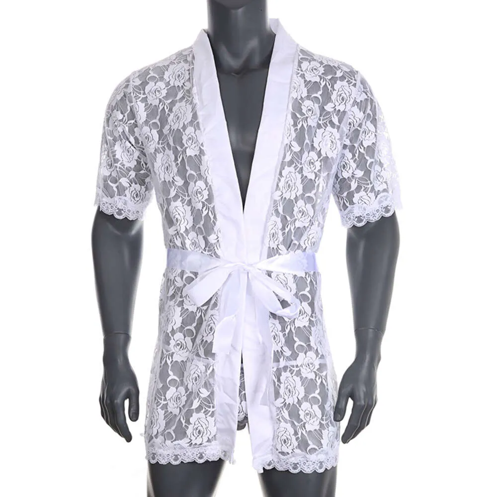 Men S Sexy Short Ssee Through Porno Lace Bathrobe Transparent Sex Erotic  BDSM Pamas Thong Hot Suit Home Wear Clothing From 27,24 € | DHgate