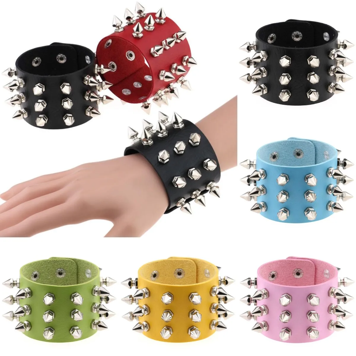 Buy MILAKOO Punk Studded Spiked Leather Bracelets for Men Women Vintage  Retro Gothic Wristband Cuff Adjustable Online at desertcartINDIA