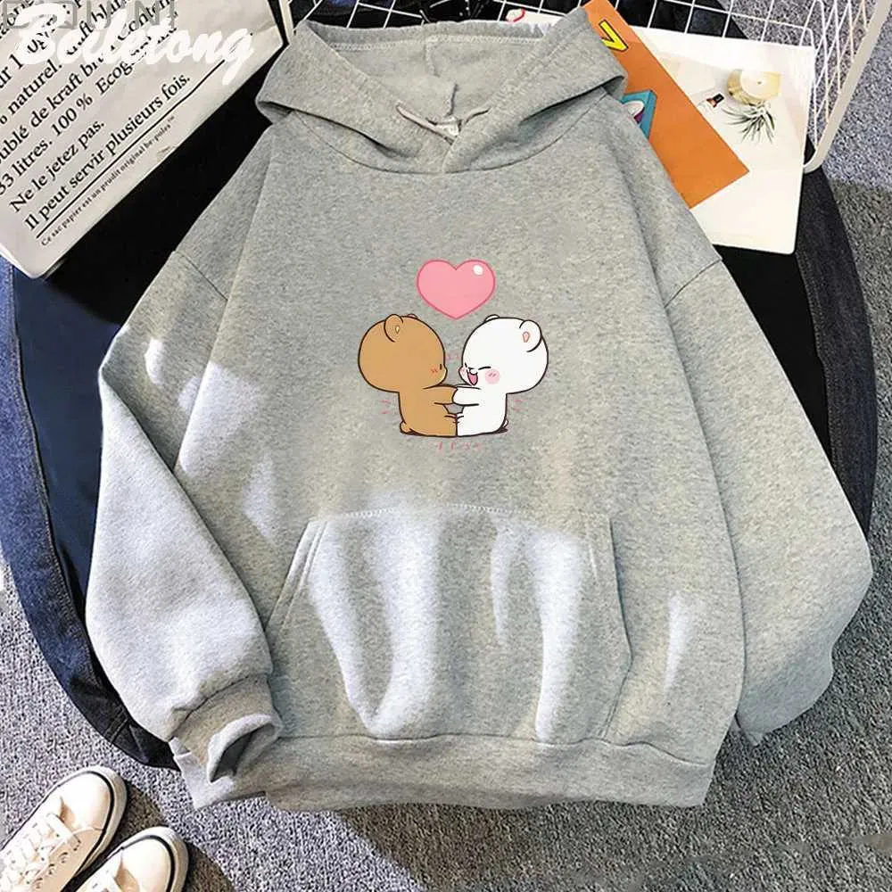 Mocha Milk Print Hoodie Streetwear Kawaii Hoodies: Milk And Mocha