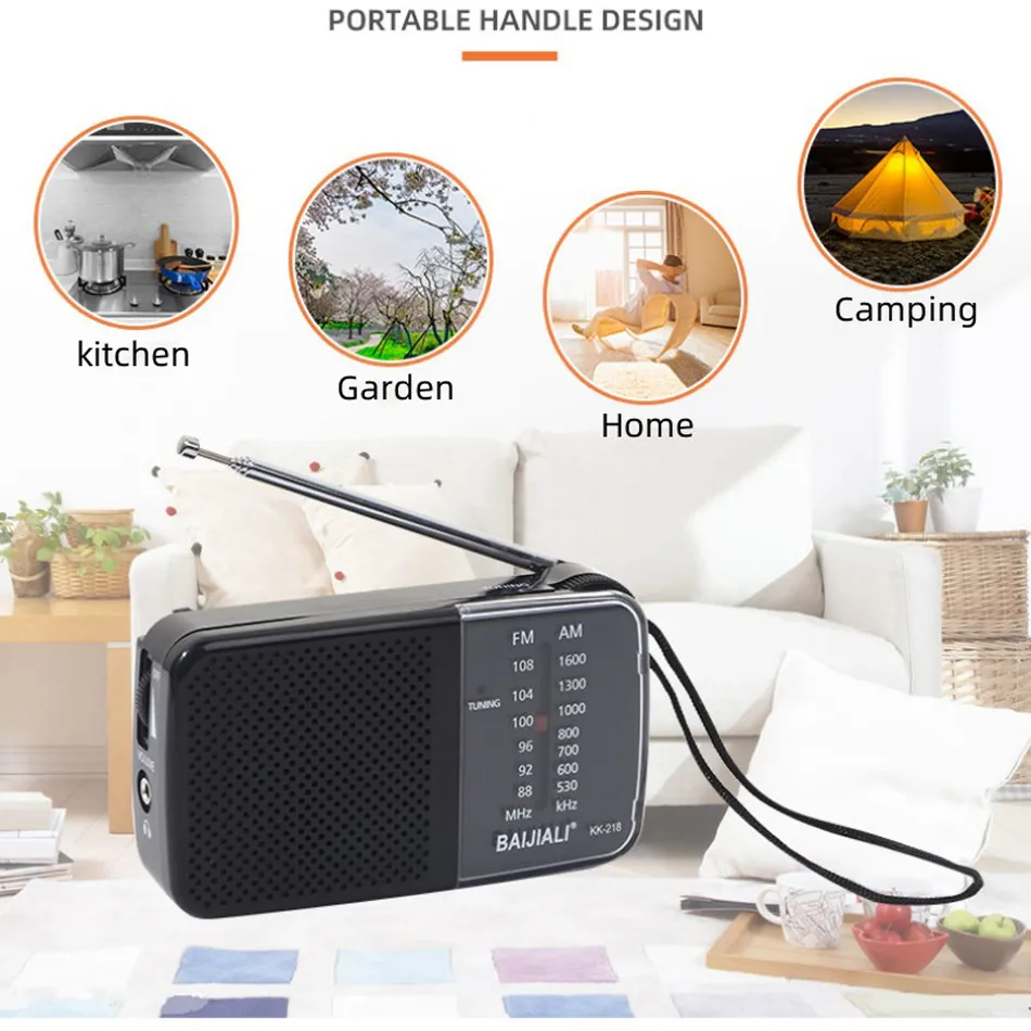 AM FM Radio Portable Handheld Weather Radio Mini Battery Powered Full ...