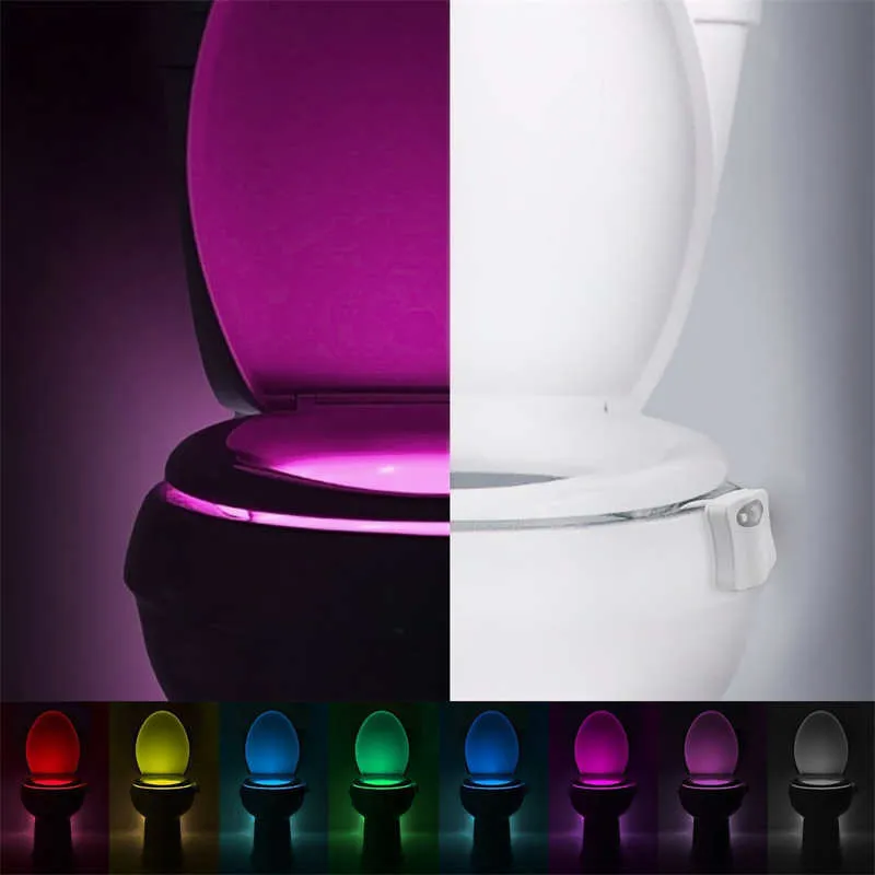 Motion Sensor Toilet Light LED Night Lights 8/16 Colors Washroom