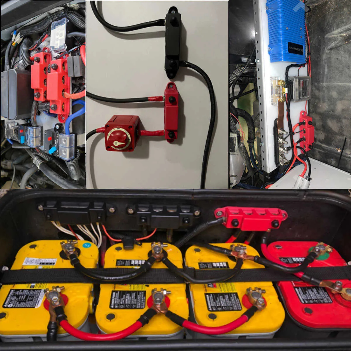 Power Distribution Block Busbar JTLB 10-Terminal Busbar Power Distribution Block - 48V 150A, M6 Bolts & M4 Screws, ABS Plastic For Car, Boat, RV Marine Ground Bus