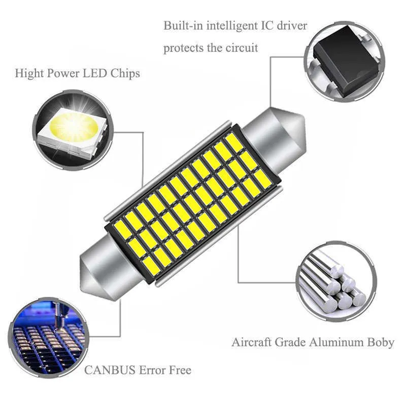 Kaufe C5W C10W LED-Birne 31 mm 36 mm 41 mm 3014 SMD 6000 K Auto-Fahrzeug- Innenraum-Leselicht-Umrissbirnen Auto-Kennzeichenleuchte Weiß 12 V