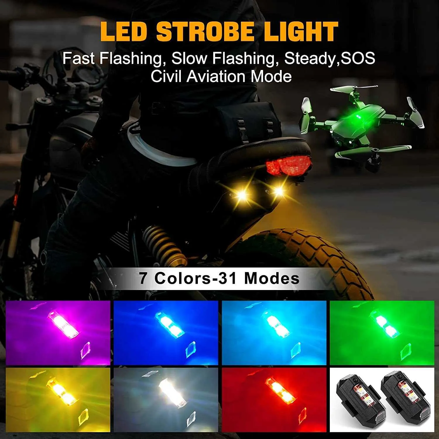 7 Farben LED Flugzeug Blitzlichter USB Ladedrohnen Blitzlichter Flugzeug  Nachtwarnlichter Anti Kollisions Warnlicht Von 5,74 €