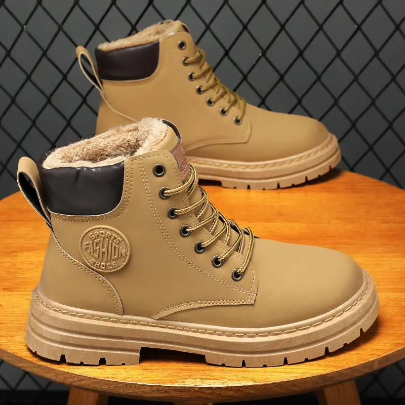 Bottes De Neige Masculines Fourrette A Cheville En Cuir Hiver Du 14 58 DHgate