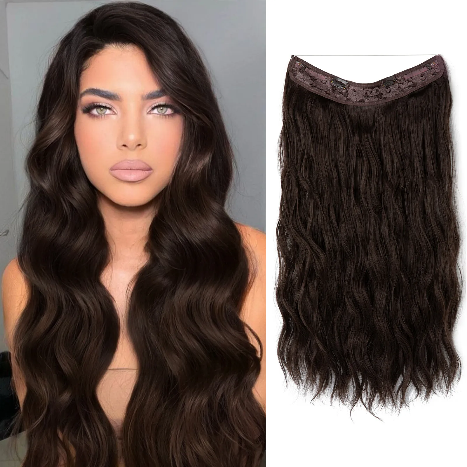 Adjustable Synthetic Wavy Curly Wireless Headband Hair Extensions Invisible Transparent No Clip Long Halo Piece Hair Extensions From Lilymakeup 10.2 DHgate.Com