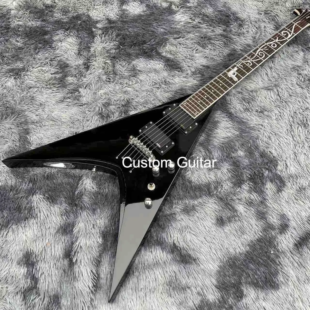 Electric Guitar Custom, Black LP Guitar: V Shaped Signature Series