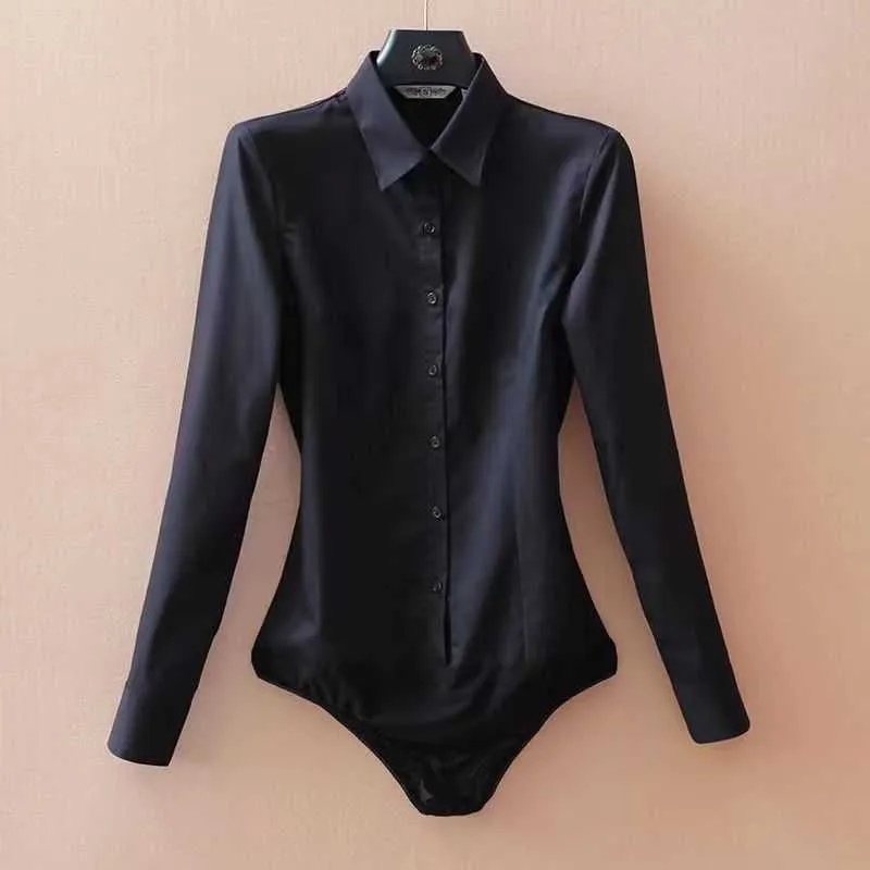 Elegant White Womens Collared Bodysuit For Office And Spring/Summer Fashion  Long Sleeve Jumpsuit P230427 From Mengqiqi04, $12.52