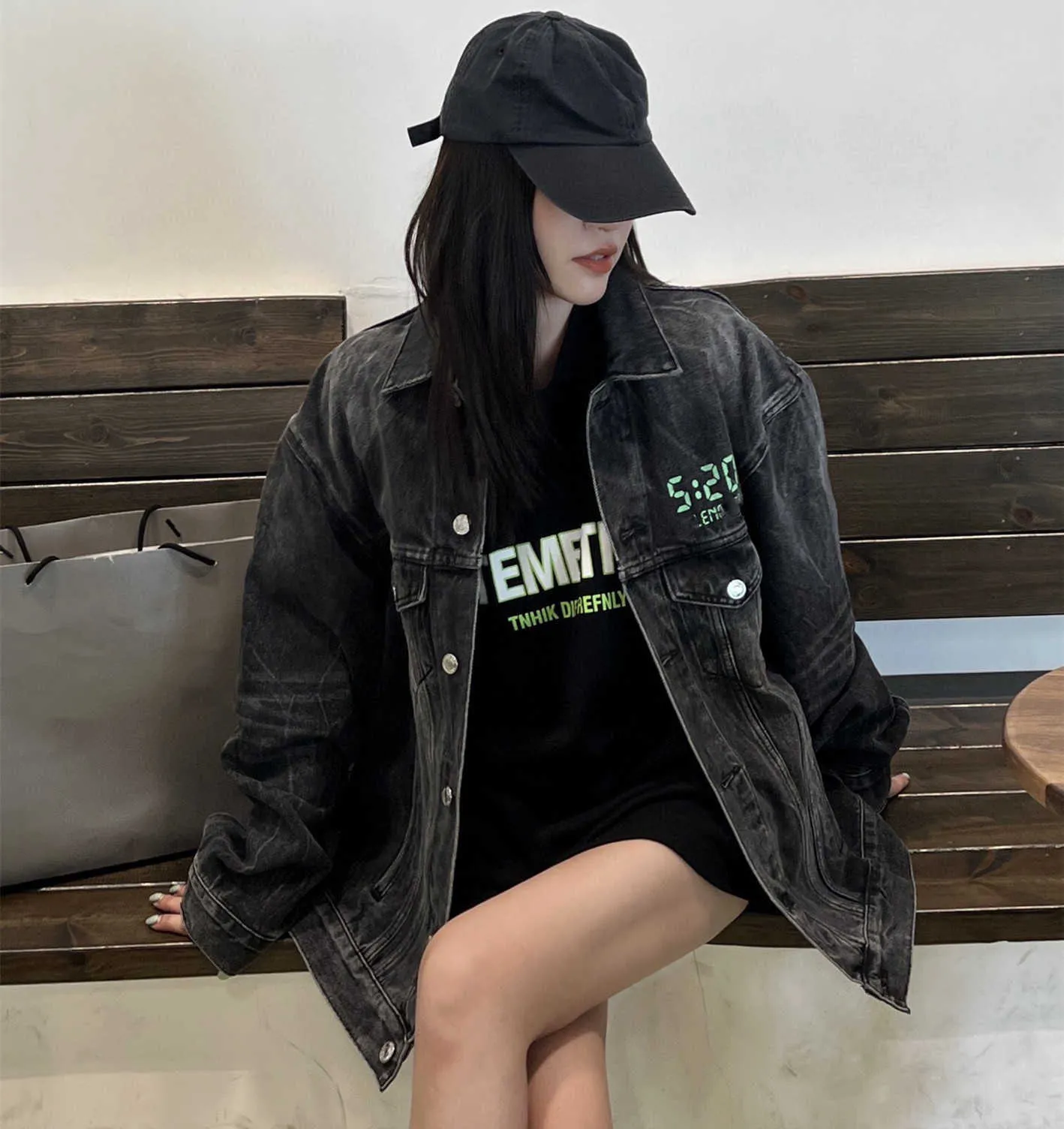 Designer summer women t shirt Shirt High Version Early Spring 520 Capsule Wash Old Digital Printed Denim Jacket for Men Women