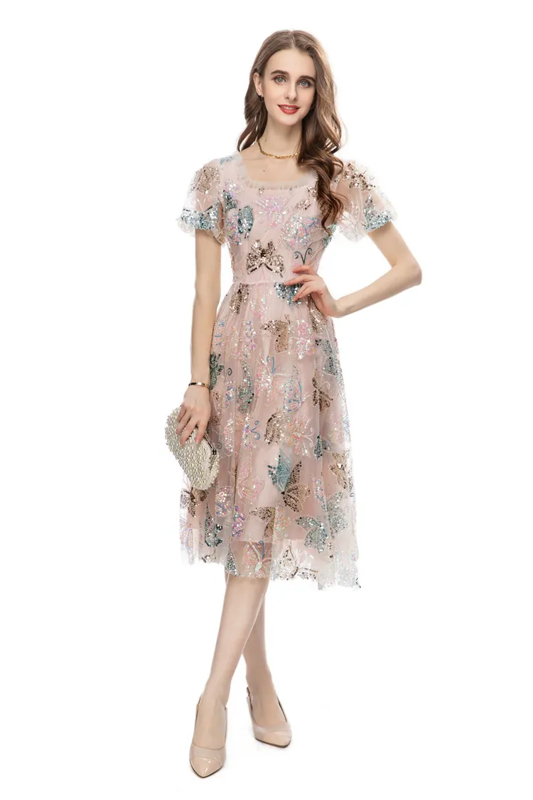 Women's Homecoming Dress Crew Neck Short Sleeves Sequined A-Line Above Knee  Polyester from Dhgate Runway Dresses - price 92.47